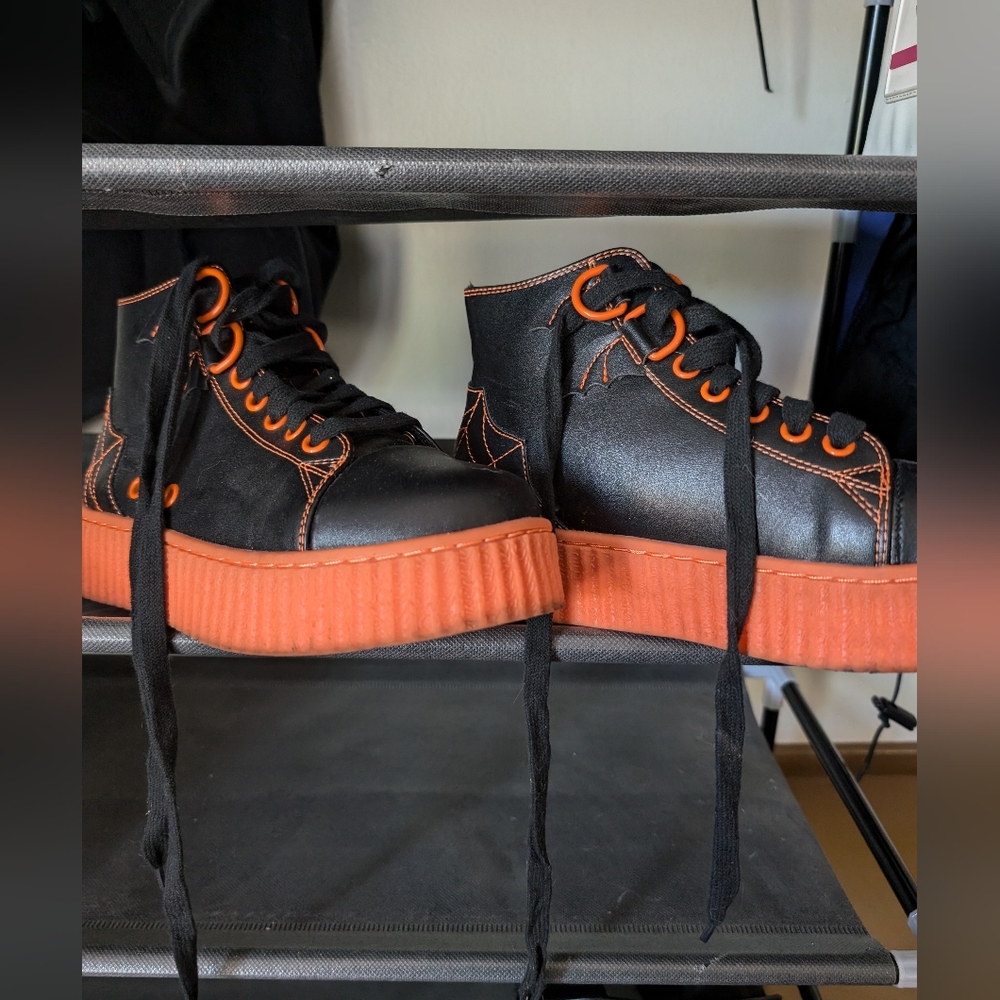 Strange Cult high top platform vegan-leather sneakers, boots, Halloween